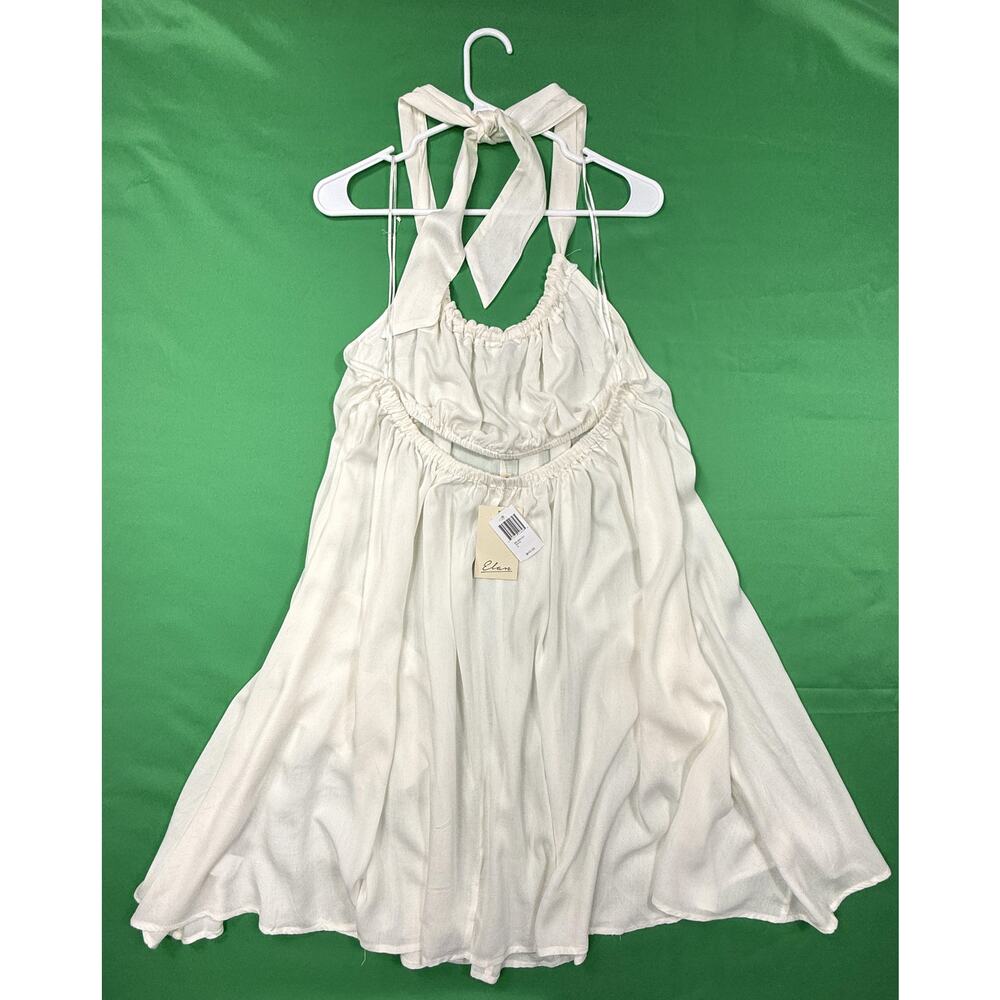 NWT Elan Women's White Halter Self-tie Neck Open Back S Dress Sz M pockets - Picture 8 of 11